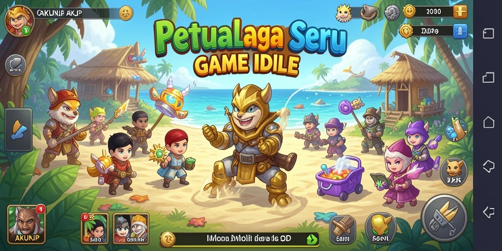 Screenshot gameplay AKUNJP dengan karakter yang beraksi dalam mode Idle.