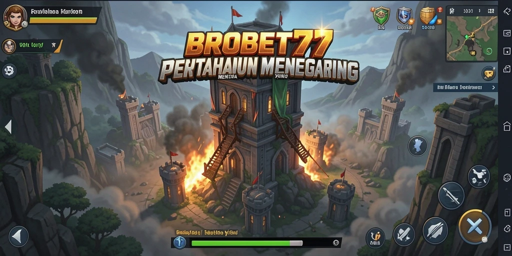 Screenshot tampilan gameplay seru BROBET77 dalam pertahanan menara.