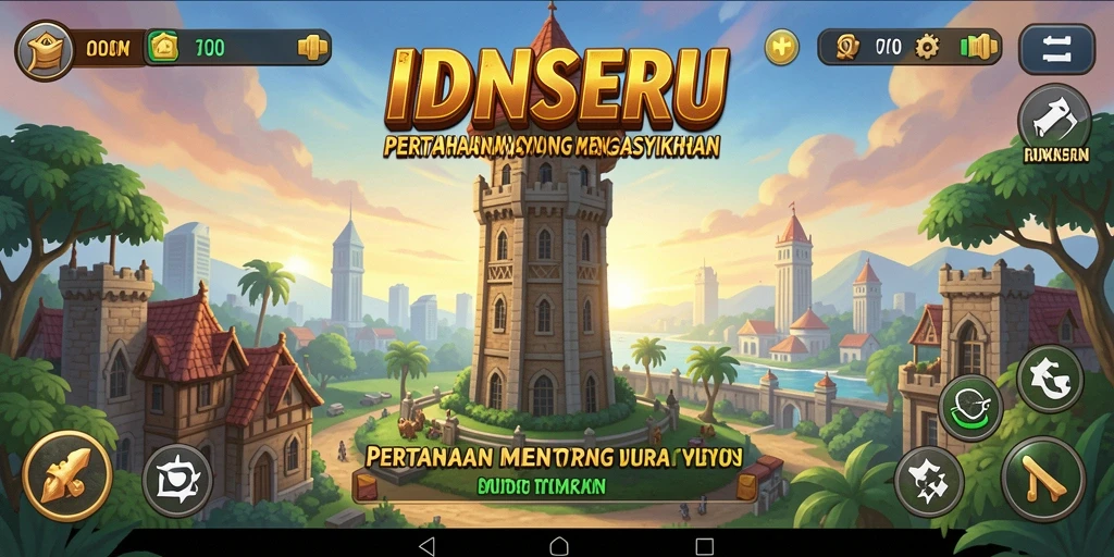 Gameplay menarik dari IDNSERU menampilkan menara pertahanan melawan serangan musuh.