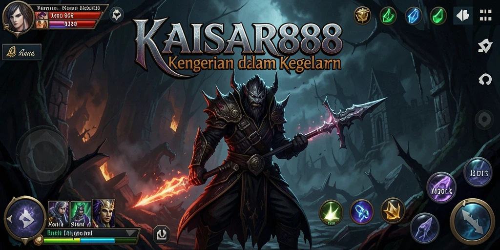 Screenshot KAISAR888 menampilkan suasana menyeramkan dengan makhluk mengintai.