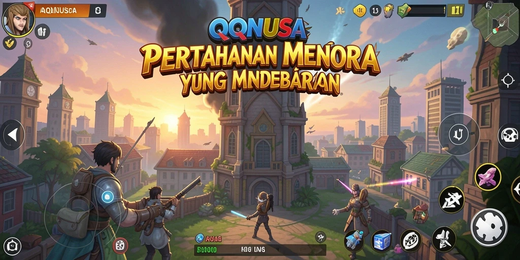 Tampilan mendebarkan dalam gameplay Tower Defense QQNUSA.