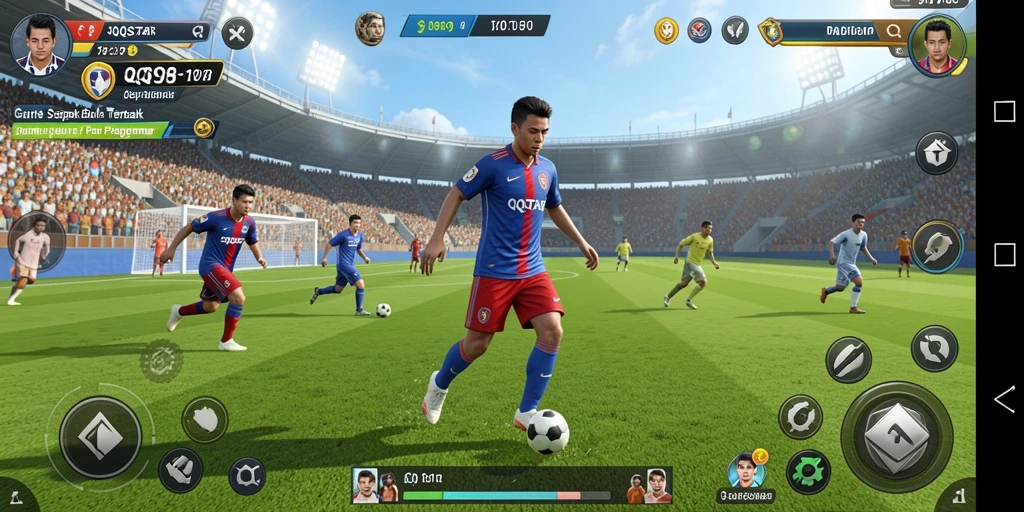 Tangkapan layar menunjukkan aksi mendebarkan dalam permainan sepak bola QQSTAR.