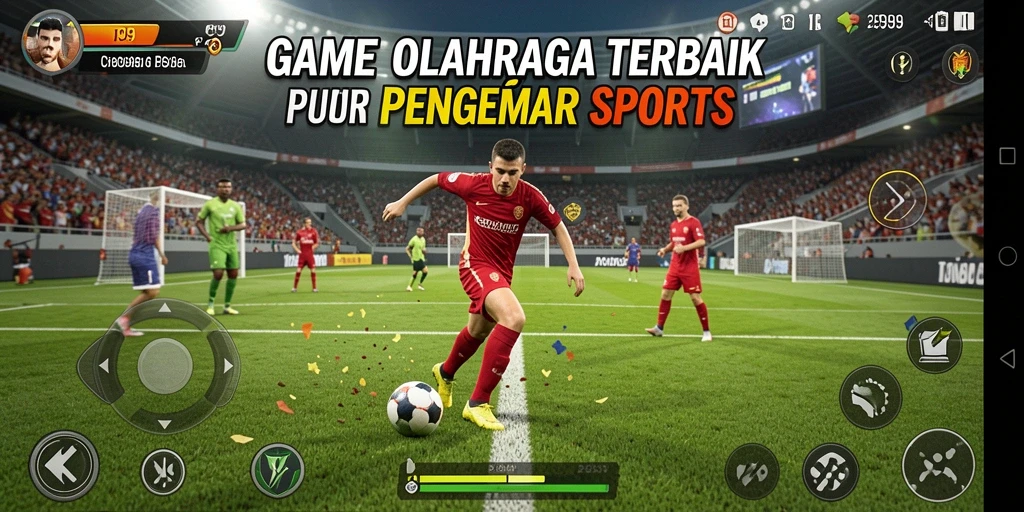 Screenshot T9999 menunjukkan aksi seru dalam permainan olahraga.